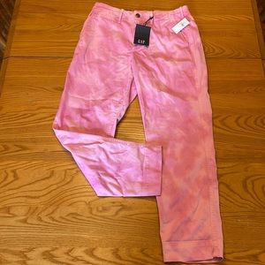 Gap High Rise Straight Ankle Length Tye Dye Pink Pants NWT